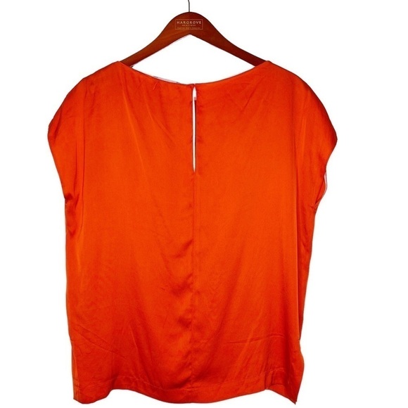 VINCE Silk Keyhole Button Back Blouse Top Size XS in Orange - Picture 7 of 14